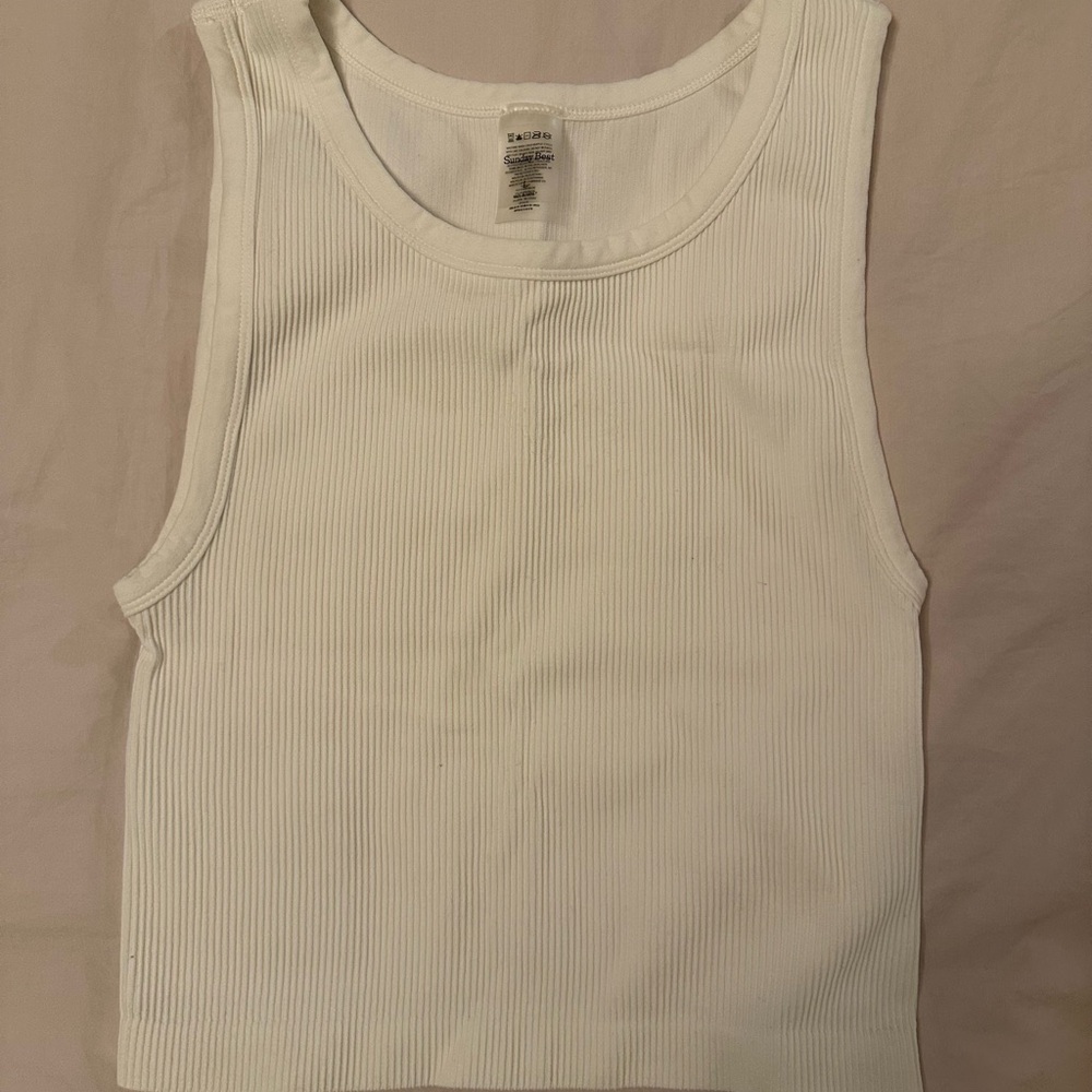 Sunday Best White Ribbed Tank Top